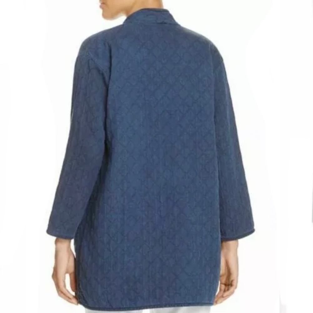 Eileen Fisher Organic Cotton Rhombus Jacquard Open-Front Quilted Jacket 1X - Picture 3 of 8